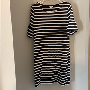 Black and white striped dress